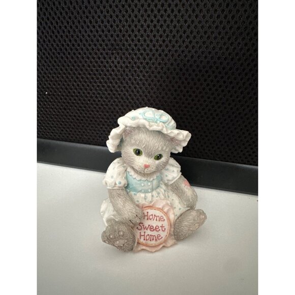 Set Of 5 Cute Cat Figurines With Yarn Ball Home Sweet Home And More - Picture 2 of 14